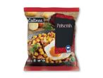 En pose Culinea Pølsemix med tilberedningsinstruktioner og et billede af den tilberedte ret.