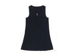 A black sleeveless ribbed mini dress with a lace-up neckline.