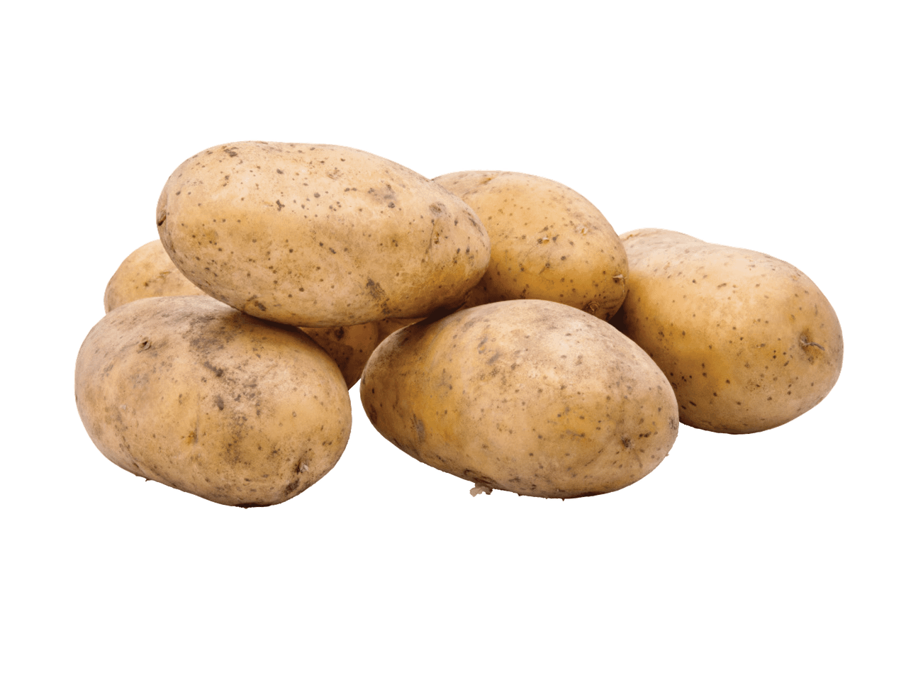 Kuhjaga värskeid kartuleid mustal taustal.