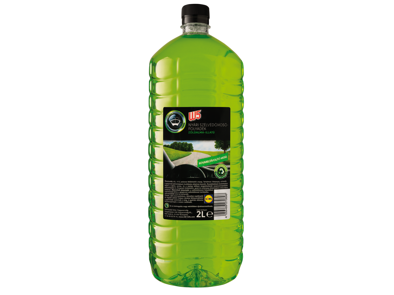 W5 Nyári szélvédőmosó folyadék, zöldalma illatú, 2L-es flakon.