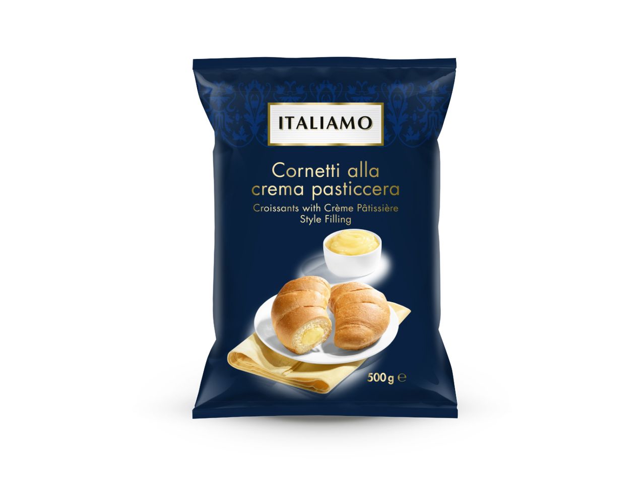 Pakiranje Italiano krafni s kremom od vanilije.