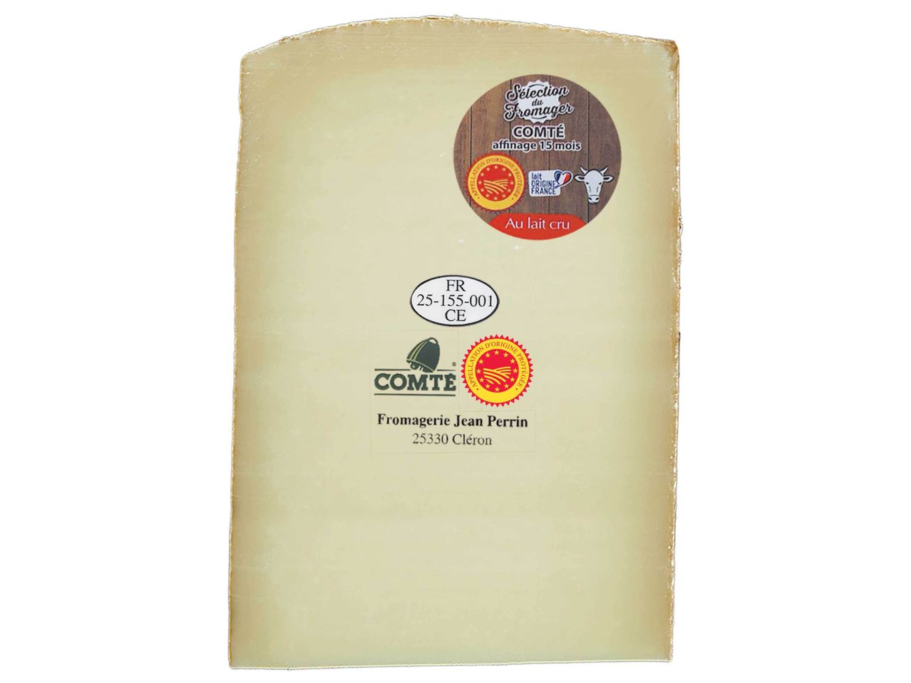 Fromage Comté de la Fromagerie Jean Perrin, affiné 15 mois.