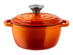 Silvercrest 1.35L Cast Iron Casserole Dish - Orange