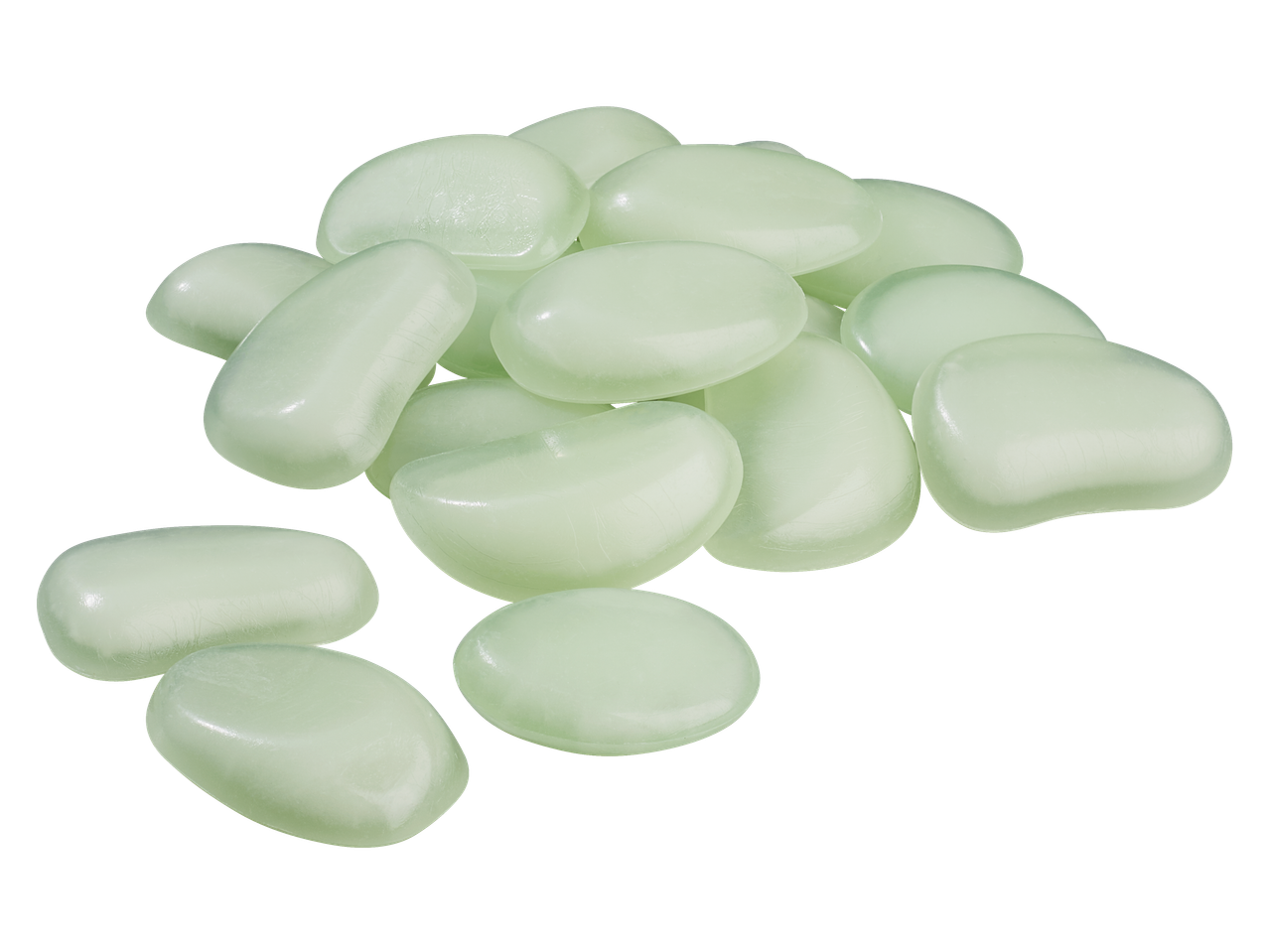 Pietre decorative fosforescente LIVARNO, o grămadă de pietre luminoase.