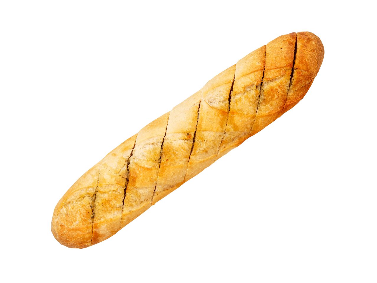 Viipaloitu valkosipulibaguetti.