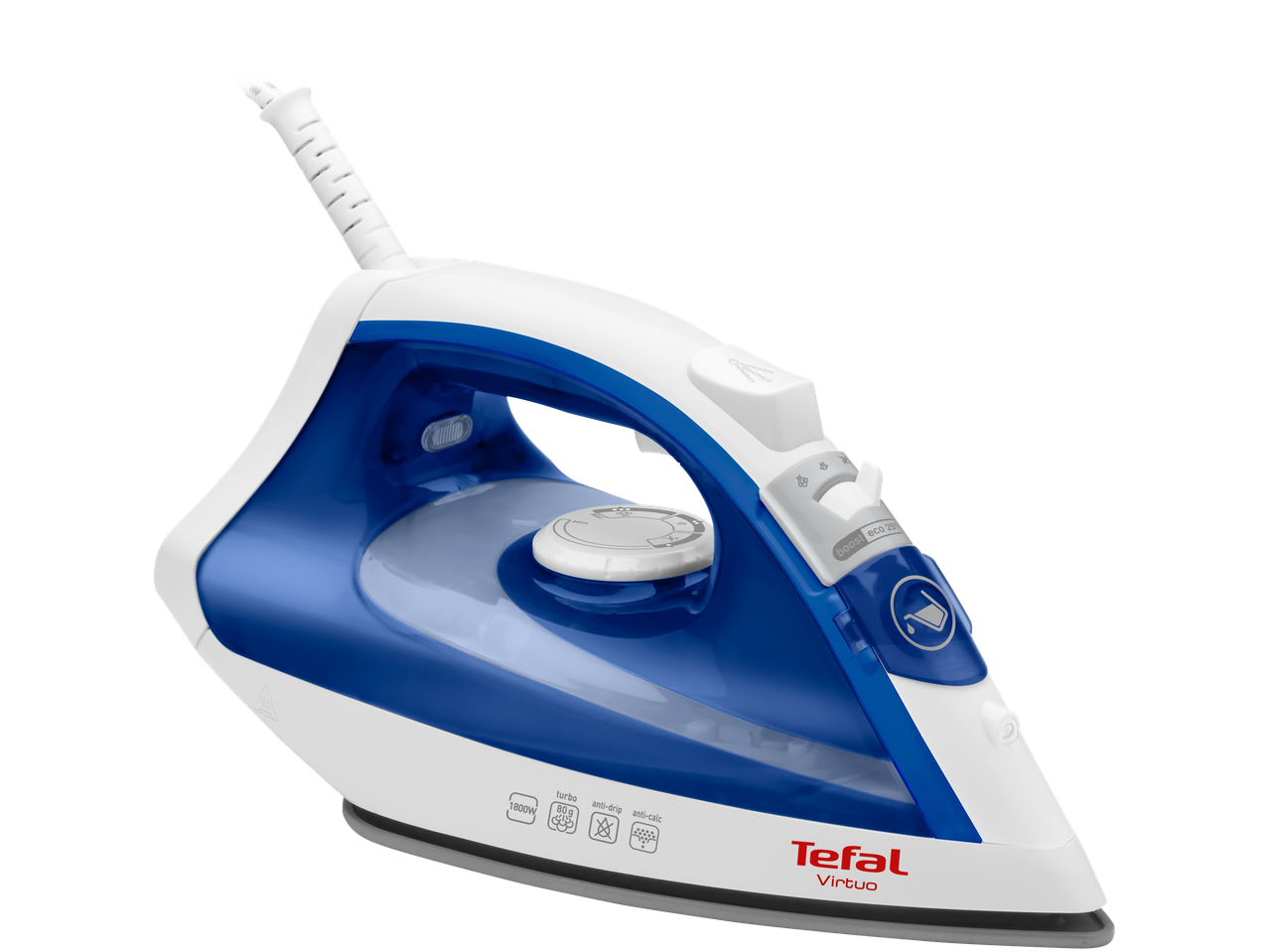 Baltas ir mėlynas garinis lygintuvas Tefal Virtuo