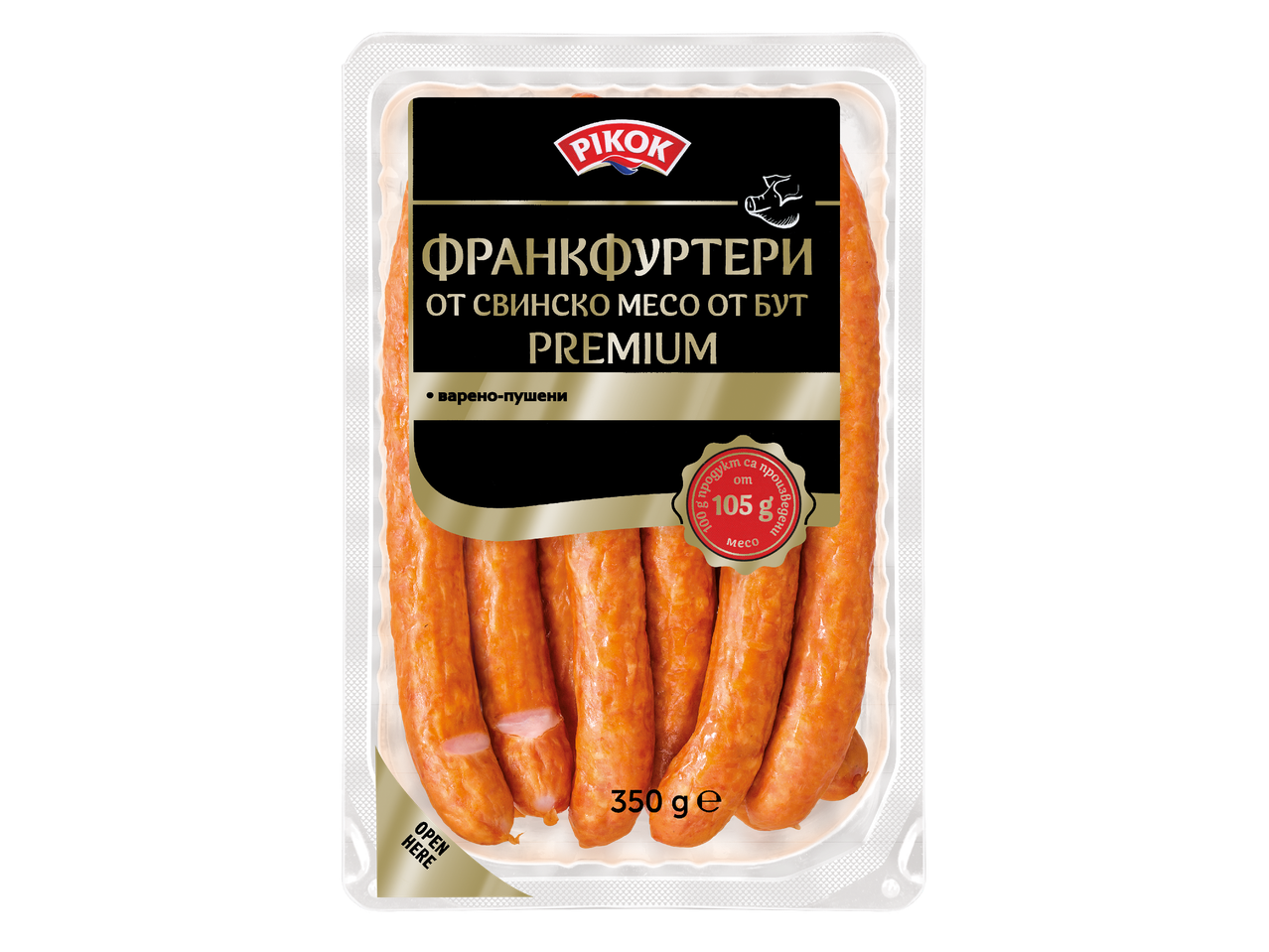Опаковка с франкфуртери от свинско месо, 350 гр.