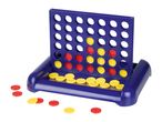 Connect 4 game with red and yellow discs, some in the grid, some scattered.