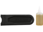 Parkside chainsaw bar and bottle of chain oil.