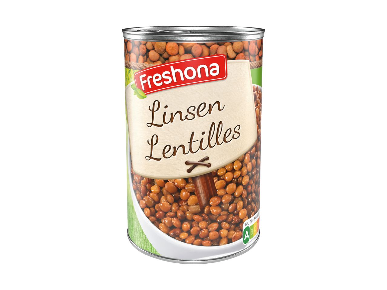 Fresbona Linsen: Dose mit braunen Linsen.
