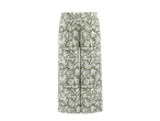 Calças culotte ESMARA para mulher, padrão floral verde azeitona e branco.