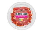 Rouleaux de chorizo au cheddar dans un emballage rond, avec Nutri-Score E et 80g.