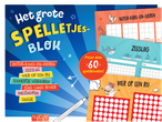 Spelletjesblok met meer dan 60 spelbladen zoals boter-kaas-en-eieren, zeeslag en vier op een rij.