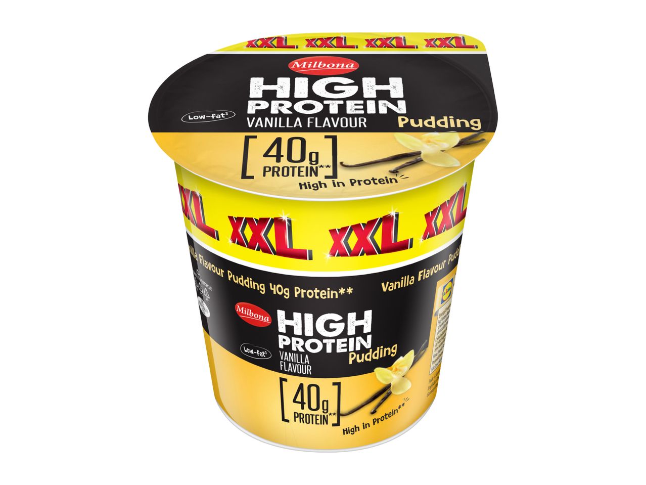 Milbona High Protein Vanilla Flavour Pudding, 40g protein, low-fat, XXL size.