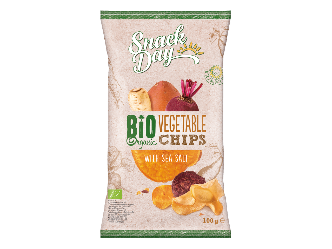 Snack Day Bio Chips de legume organice cu sare de mare