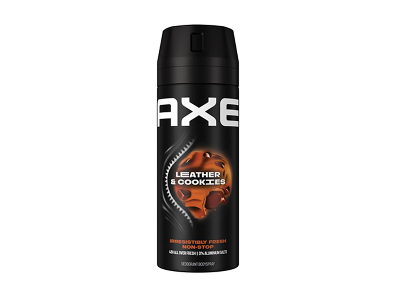 Μαύρο αποσμητικό σπρέι σώματος Axe με άρωμα δέρματος και μπισκότων.