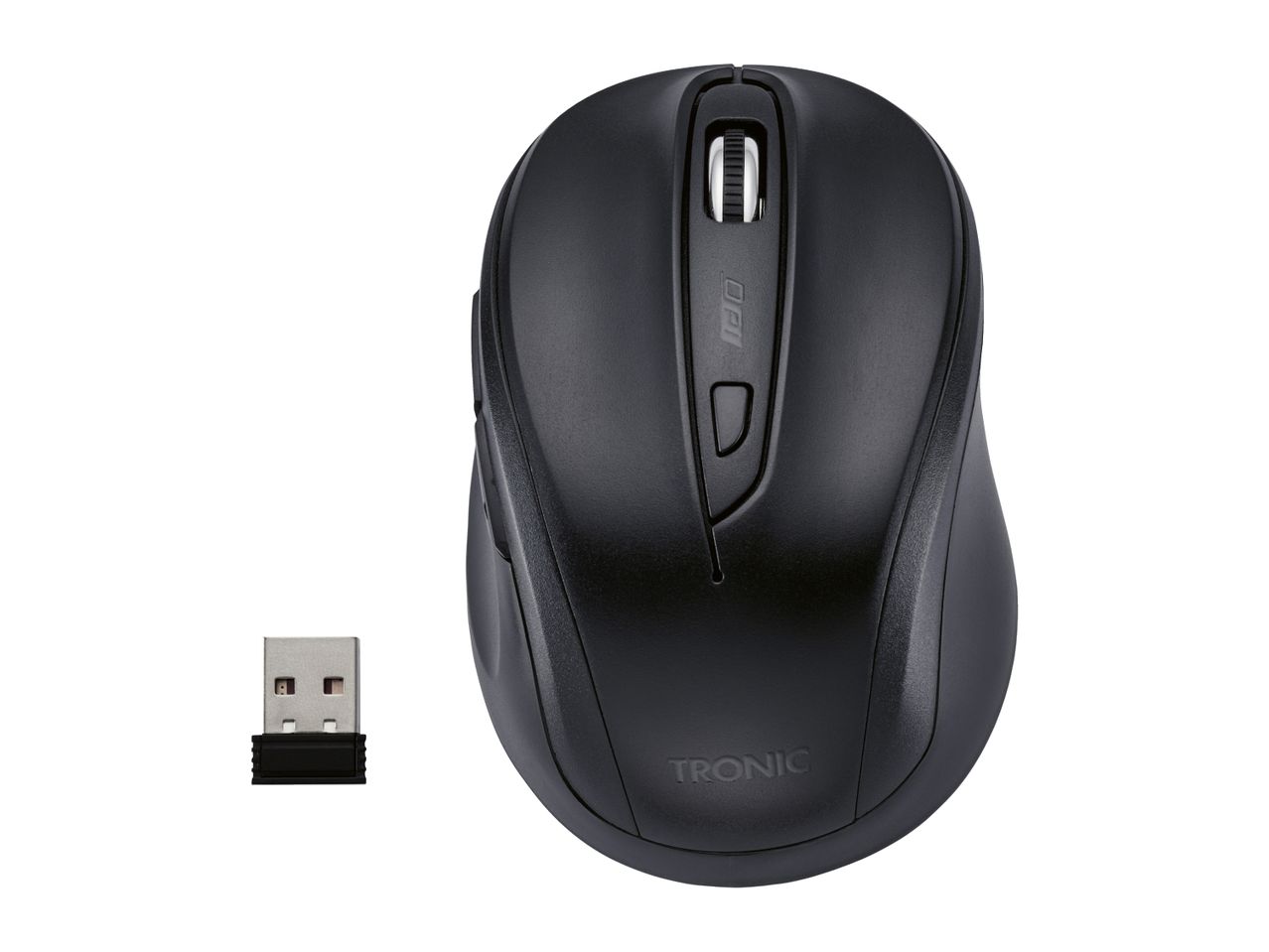 Black TRONIC wireless mouse with a USB receiver