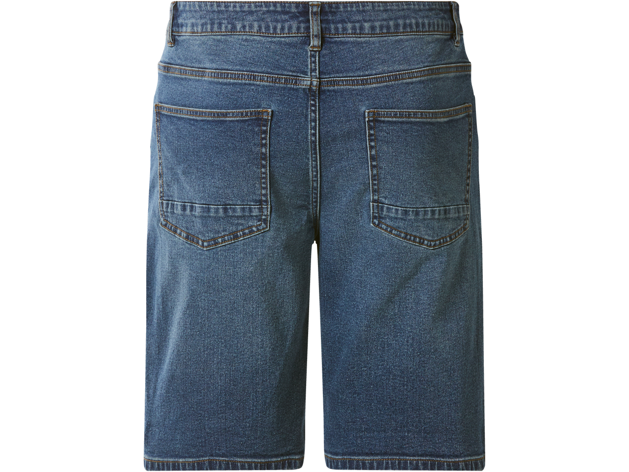 Short en jean bleu foncé pour homme, vue arrière avec poches