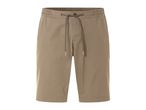 Beige drawstring shorts.