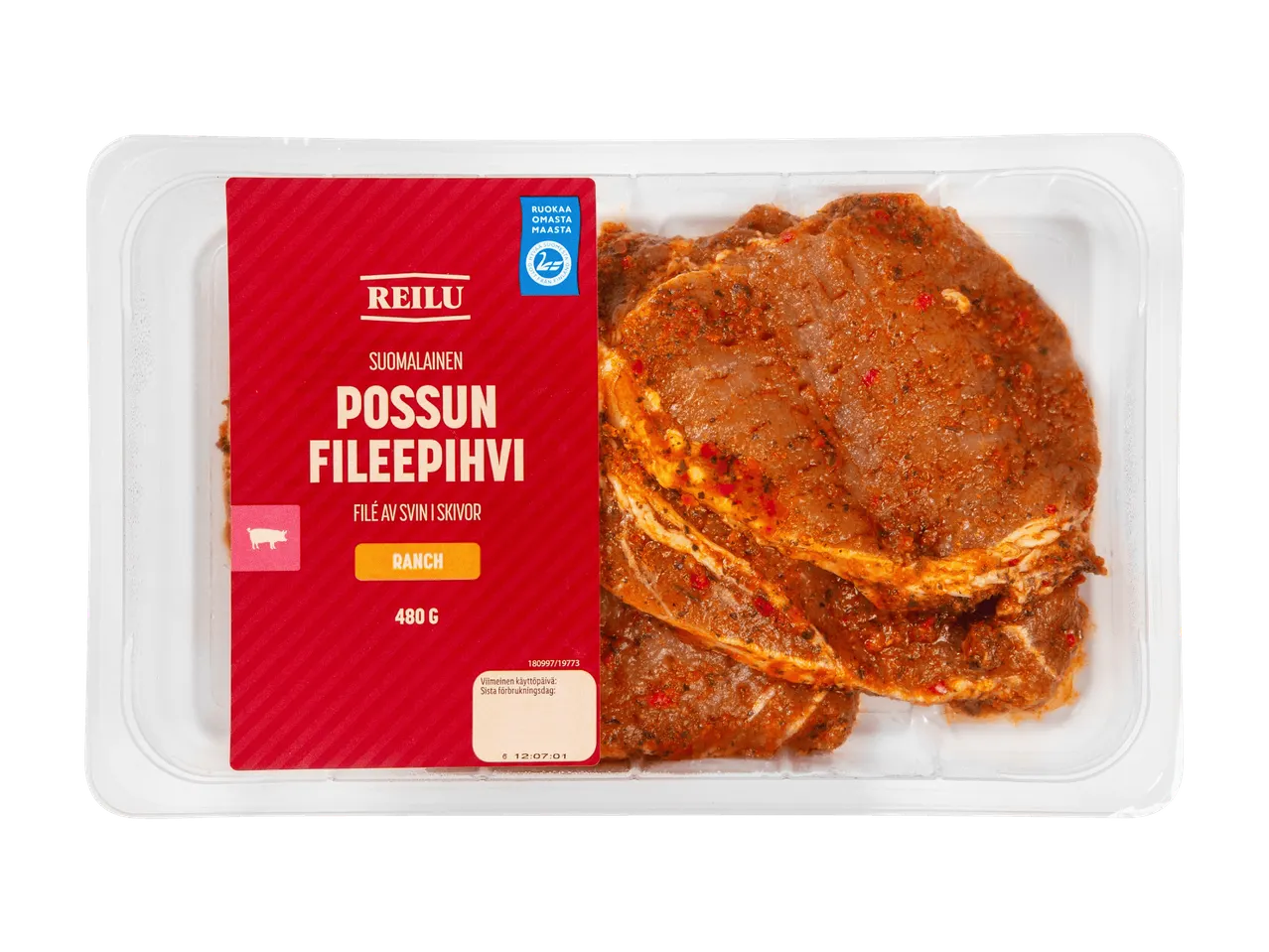 Maustettuja porsaanfileepihvejä Ranch-kastikkeessa, 480 g.