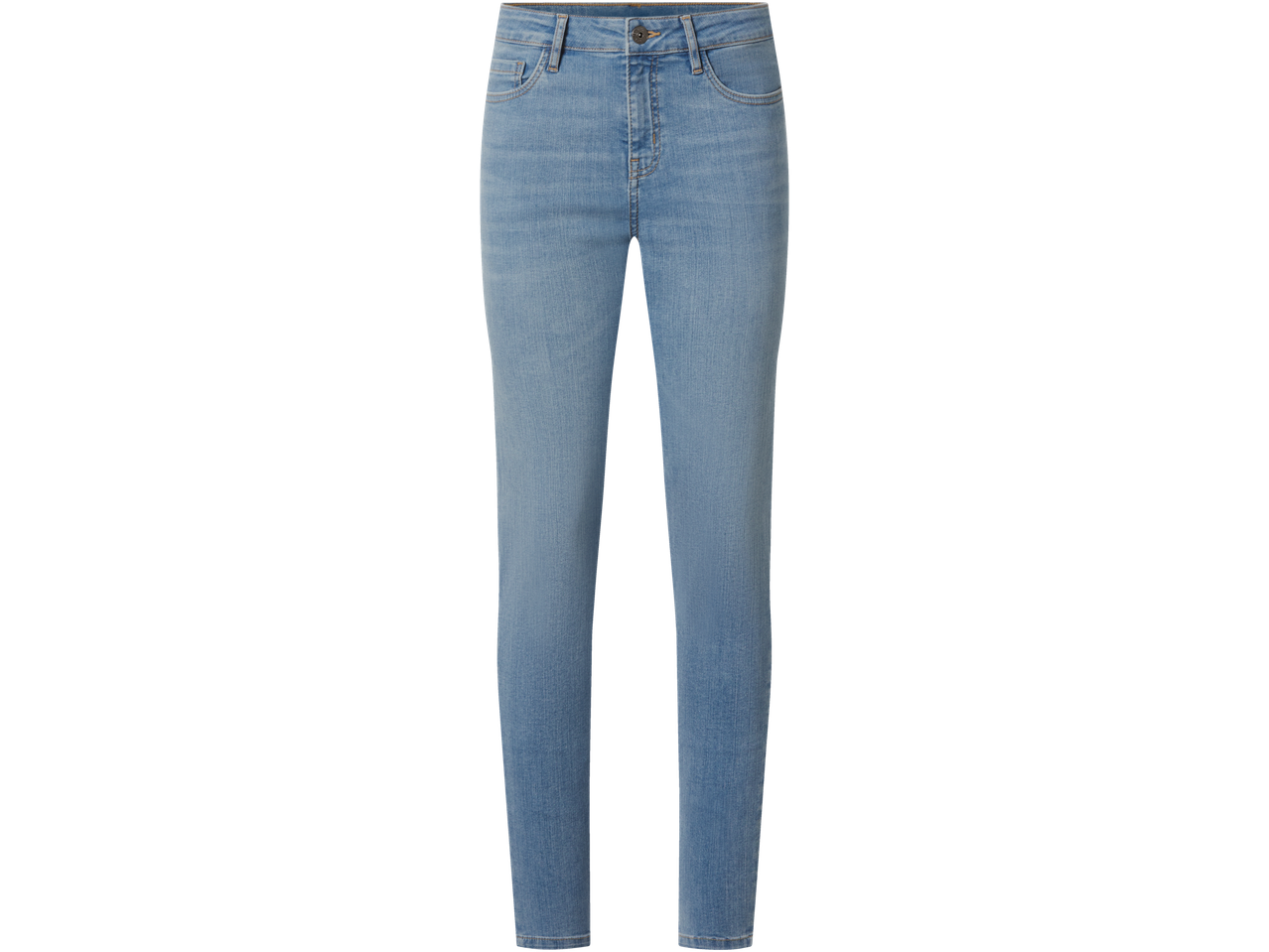 Šviesiai mėlyni džinsai su penkiomis kišenėmis