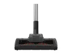 Vacuum cleaner head with a transparent cover and orange bristles.