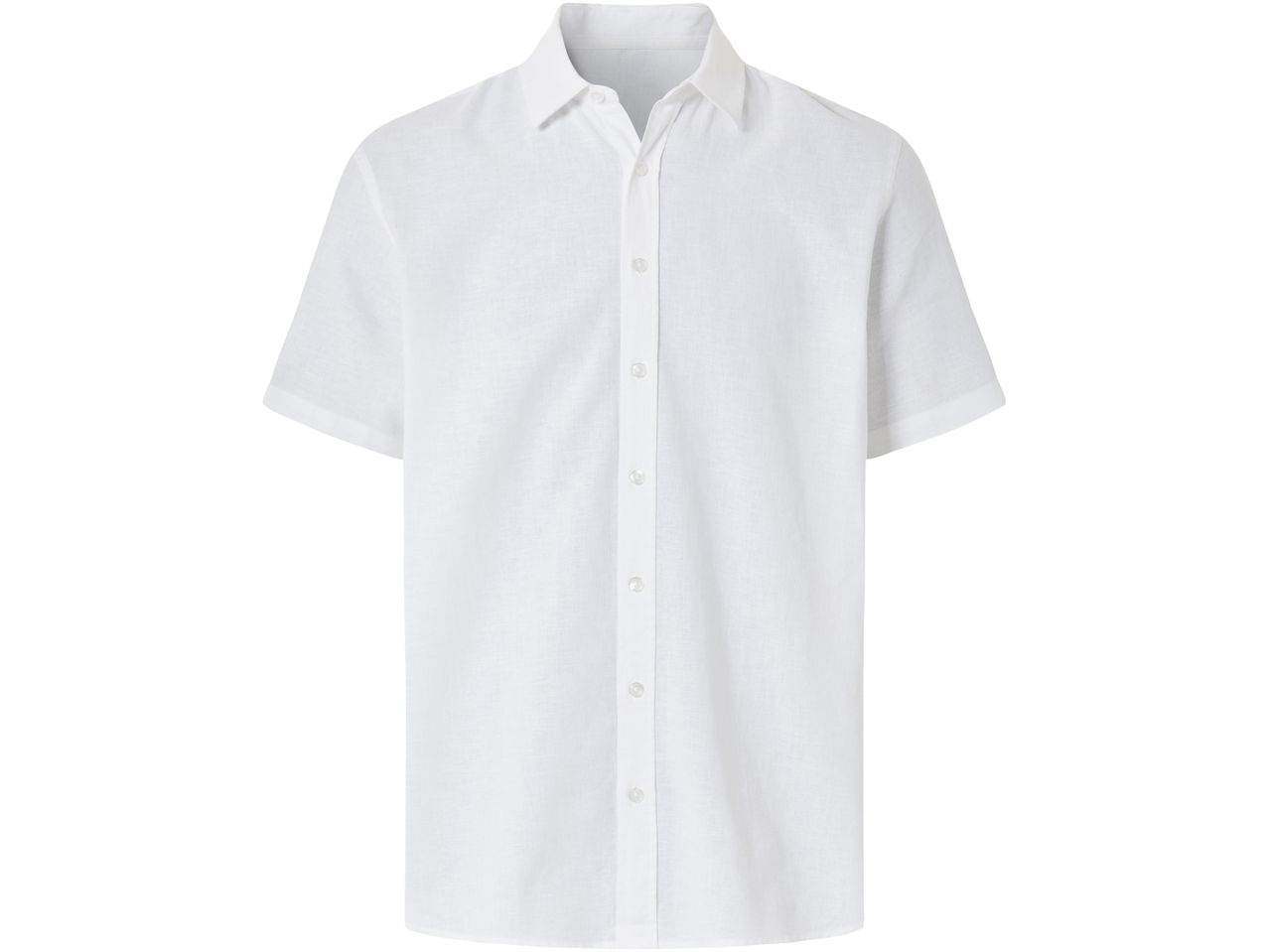 Camicia bianca a maniche corte in lino.
