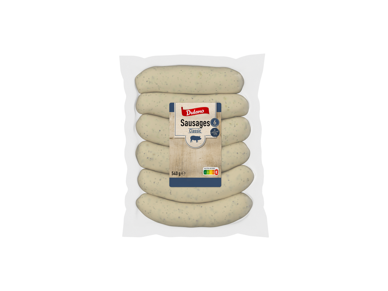Salsichas Clássicas Dulano, 6 unidades, 540g, com Nutri-Score C