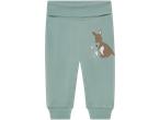 Baby pants, light teal, kangaroo and koala print.