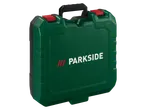 A green and black Parkside 20V Cordless Impact Driver case with red latches.