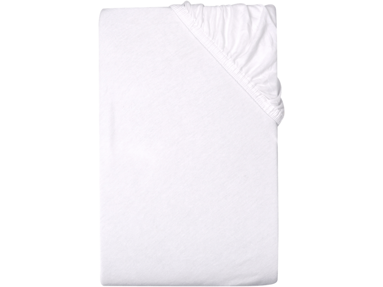 Bijela jersey plahta s gumicom, uredno složena.