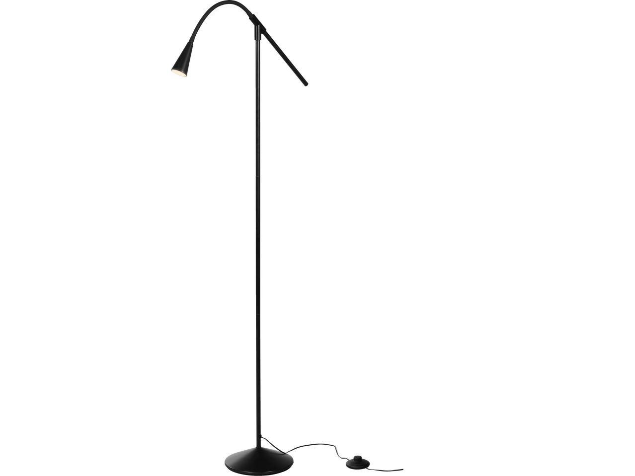 Candeeiro de pé LED LIVARNO com braço ajustável e acabamento preto.