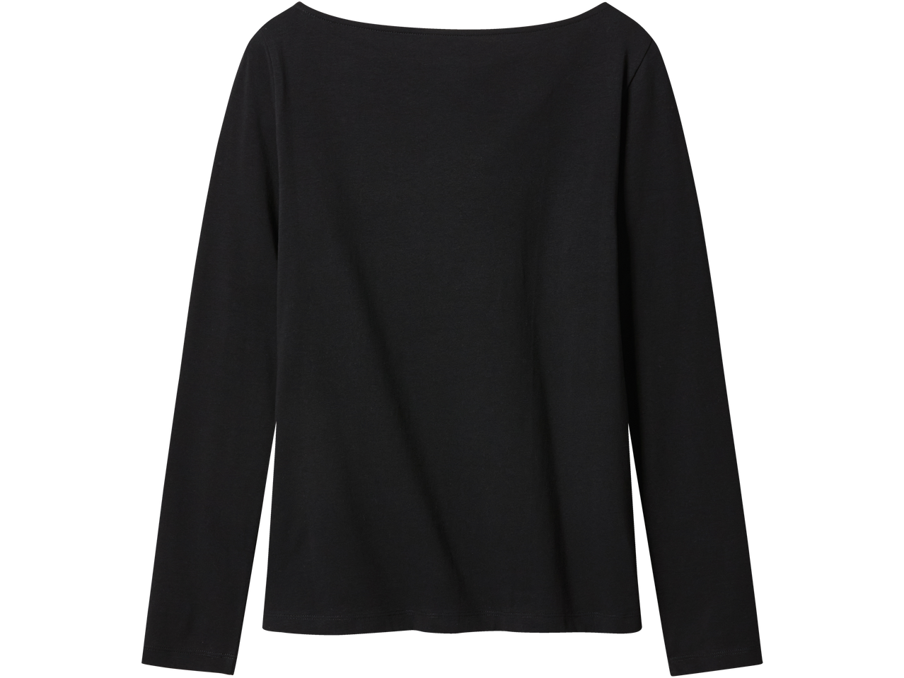 Melns Esmara garroku tops ar laivas veida kakla izgriezumu, aizmugures skats.