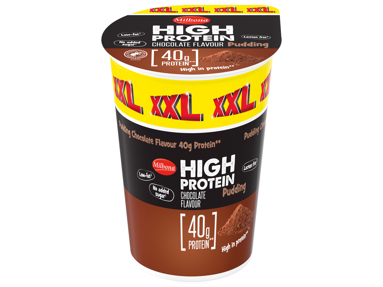 Milbona présente son pudding chocolaté riche en protéines (40g).