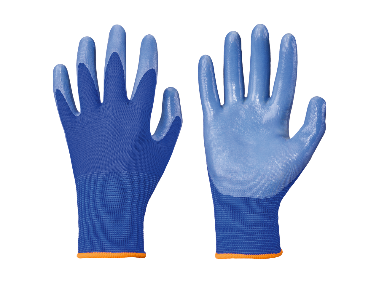 Parkside® Nitrile Gardening Gloves, blue, front and back view