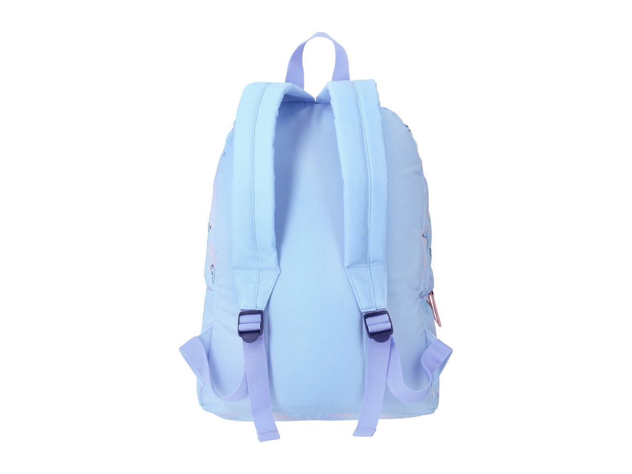 Light blue backpack with subtle print.