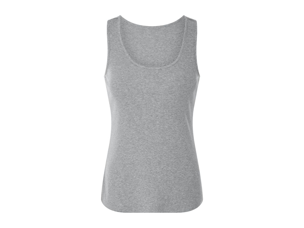 A heather grey ribbed women's tank top.