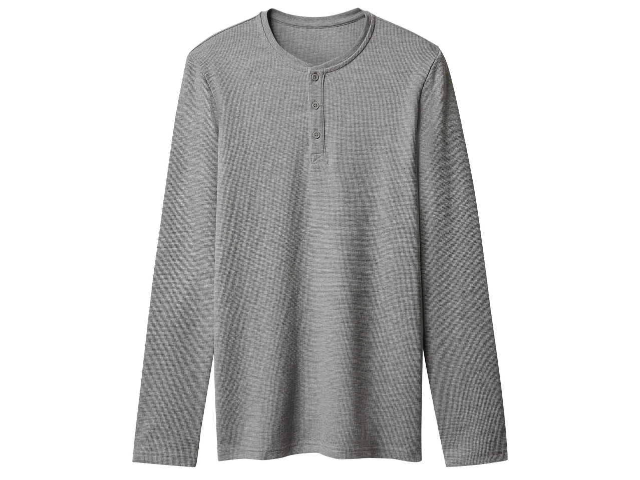 Сива мъжка блуза с дълъг ръкав и копчета на деколтето