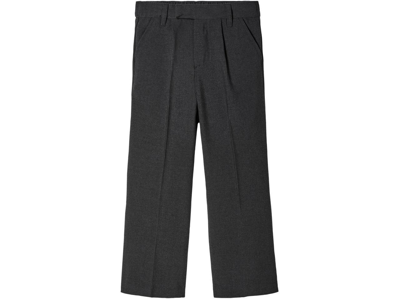 Dark gray school trousers.