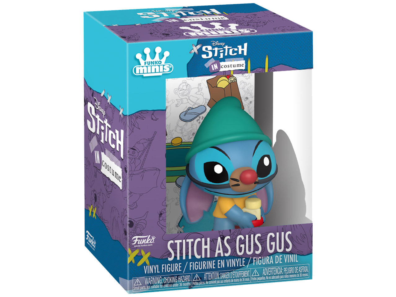 Funko Minis Stitch in Costume as Gus Gus vinyl figure in packaging.