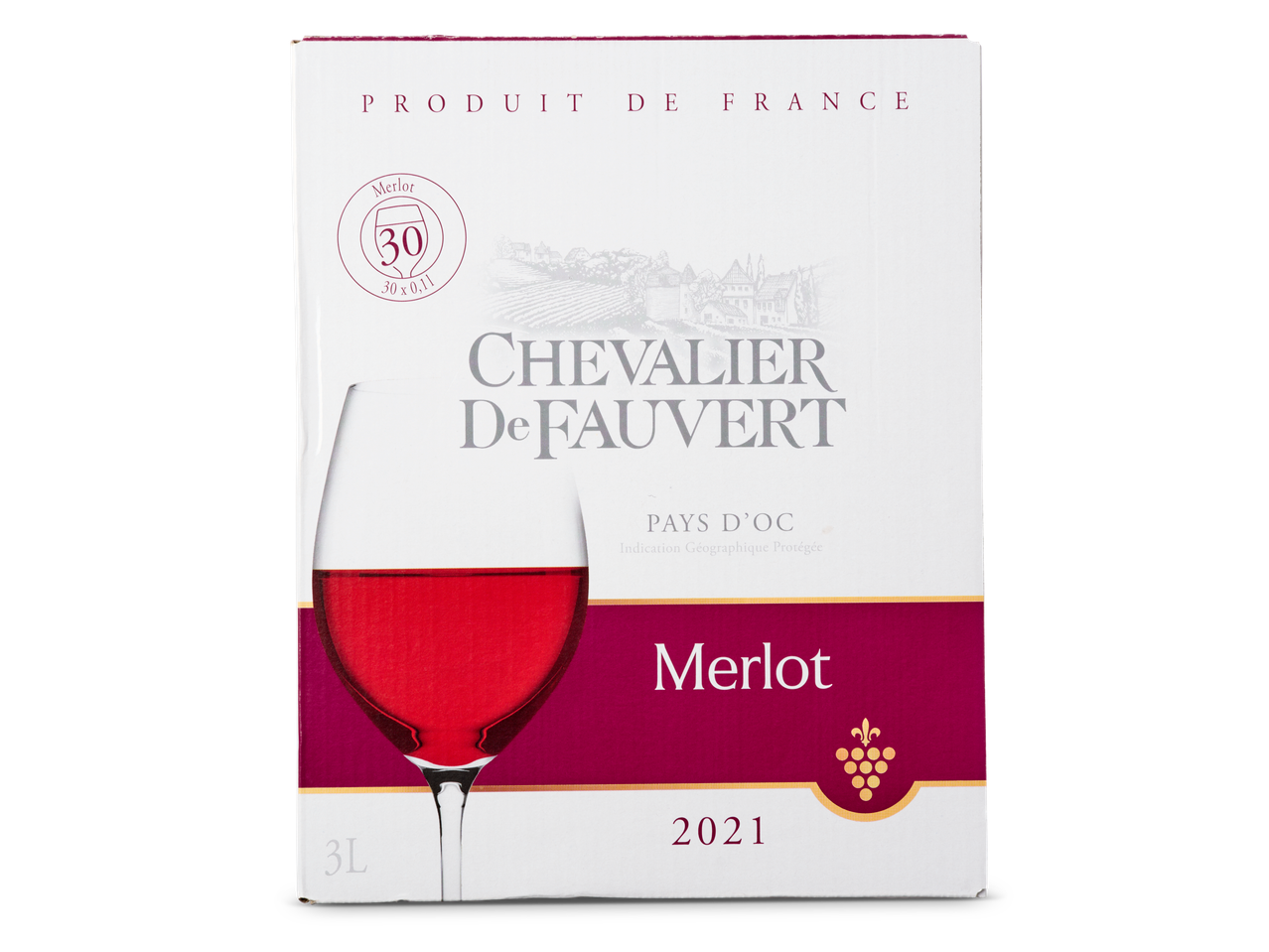 Chevalier De Fauvert Merlot 2021, 3 liter doos