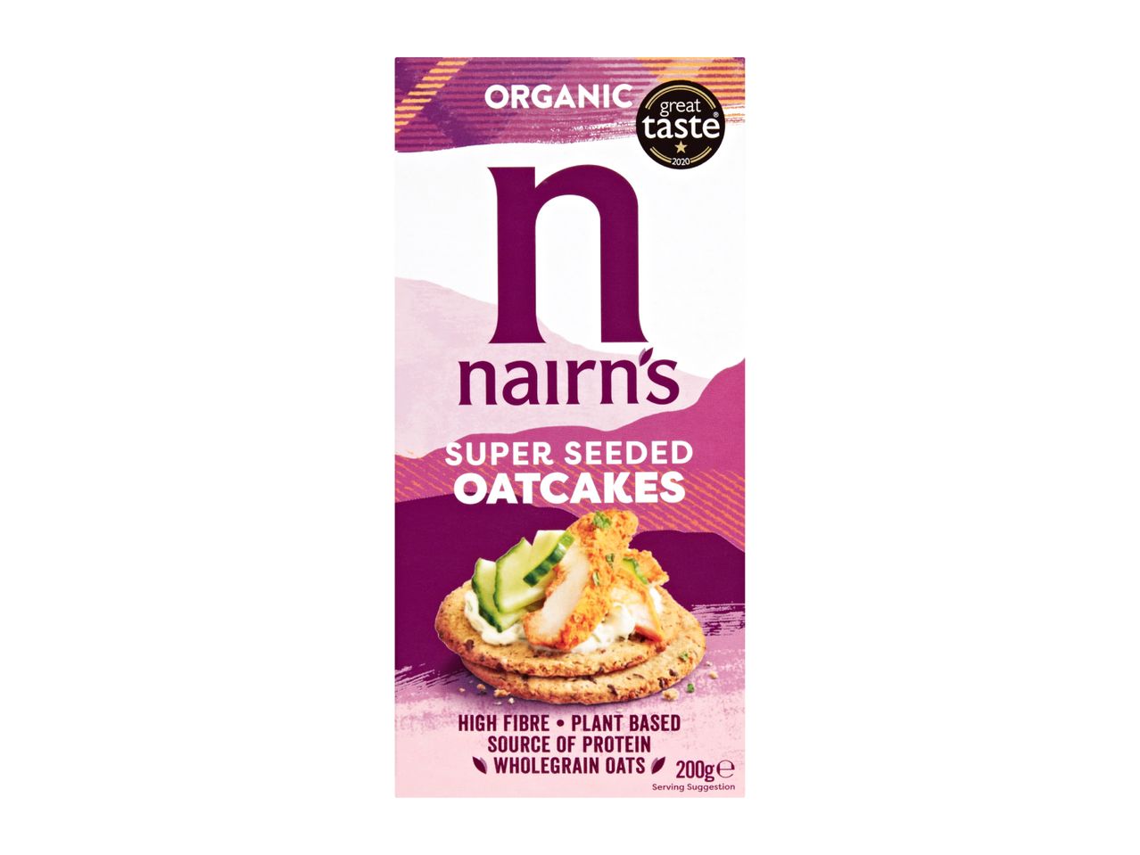 Organic super seeded oatcakes with a great taste award, high fibre, plant-based, wholegrain oats.