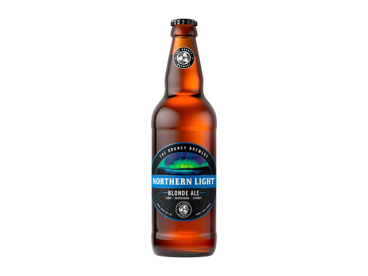 A bottle of The Orkney Brewery Northern Light Blonde Ale.