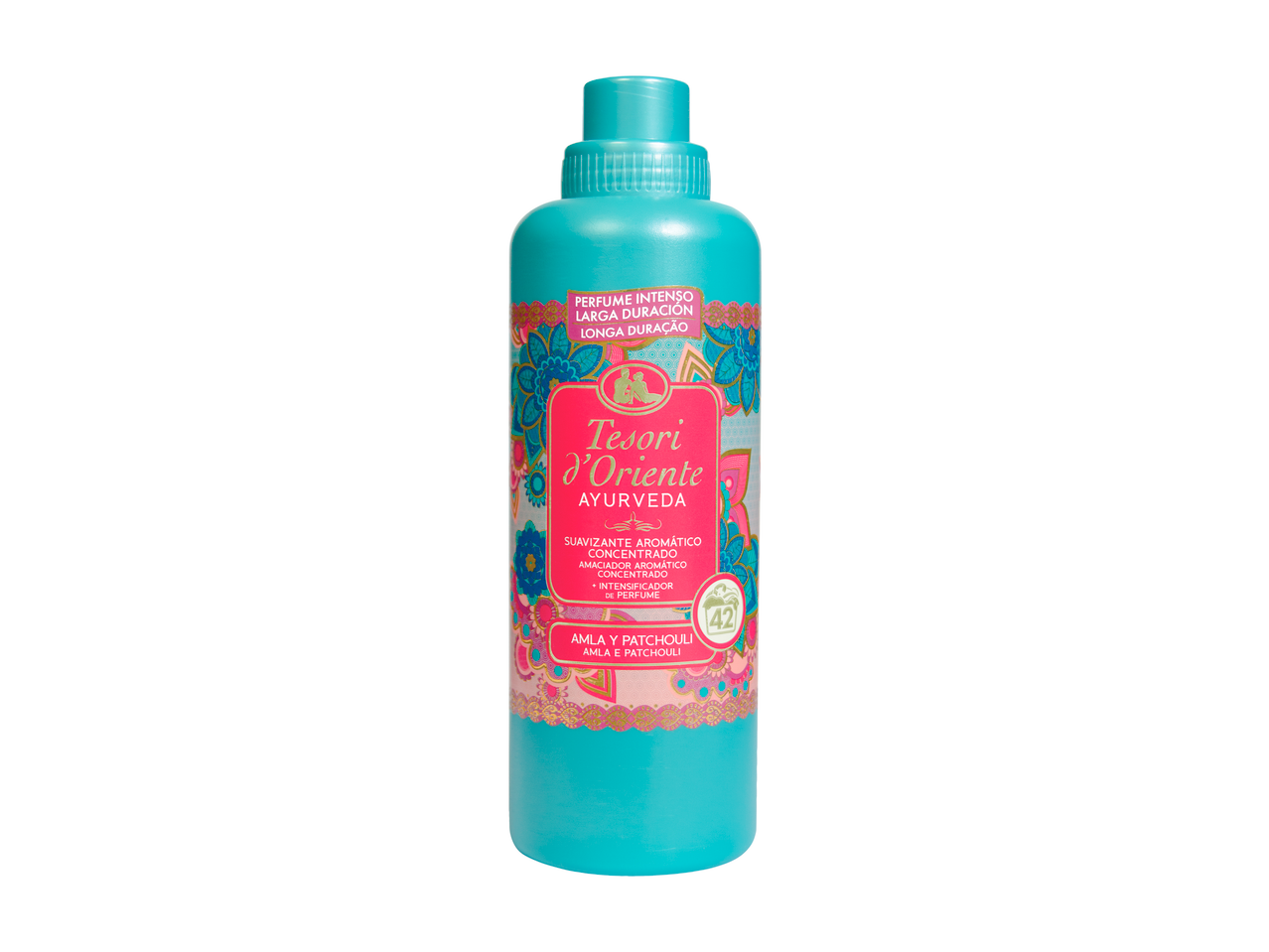 Amaciador concentrado Tesori d'Oriente Ayurveda com Amla e Patchouli, perfume intenso de longa duração.