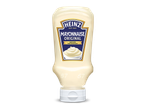 Een fles originele mayonaise met een blauw etiket en de tekst 'Mayonnaise Original'.