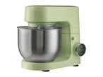 Light green stand mixer with a stainless steel bowl and a digital display showing 'Turbo 2:01:27'