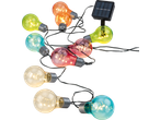 Livarno Solar Bulb String Lights with colorful bulbs and a solar panel.