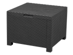 Livarno Garden Sofa Set storage box in dark grey wicker texture.