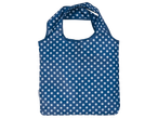 Синя пазарска чанта на бели точки.