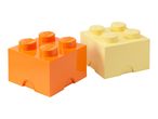 Two large storage bricks, one orange and one yellow, with four studs on top.